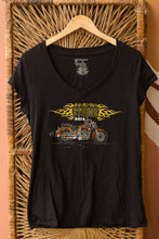Load image into Gallery viewer, black bedazzled harley motorcycle tee