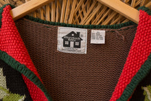 Load image into Gallery viewer, brown floral sweater with gold buttons