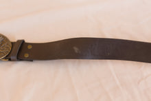 Load image into Gallery viewer, dark brown leather belt with eagle belt buckle