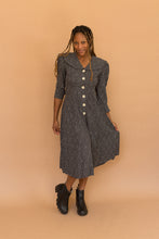 Load image into Gallery viewer, black spotted dress w/ big buttons