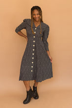 Load image into Gallery viewer, black spotted dress w/ big buttons