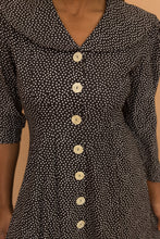 Load image into Gallery viewer, black spotted dress w/ big buttons