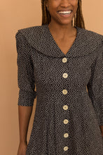 Load image into Gallery viewer, black spotted dress w/ big buttons