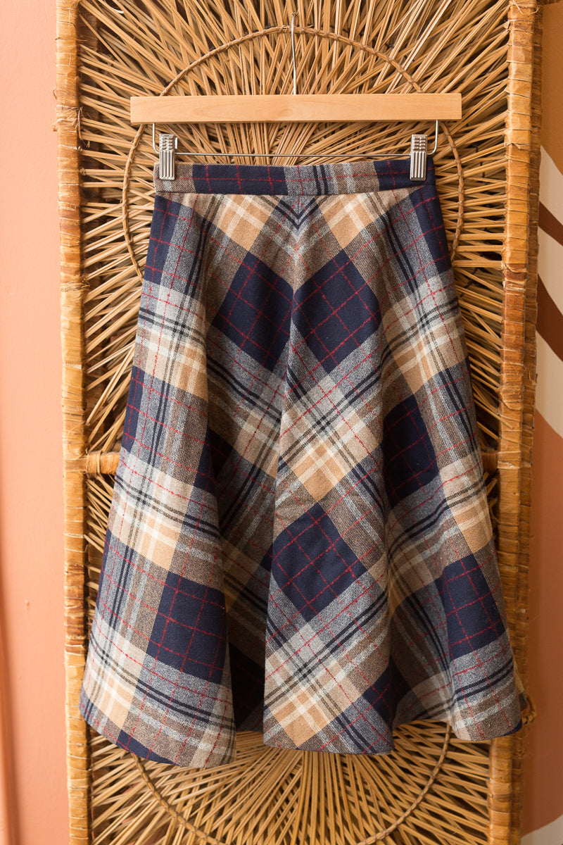 Blue and on sale tan plaid skirt