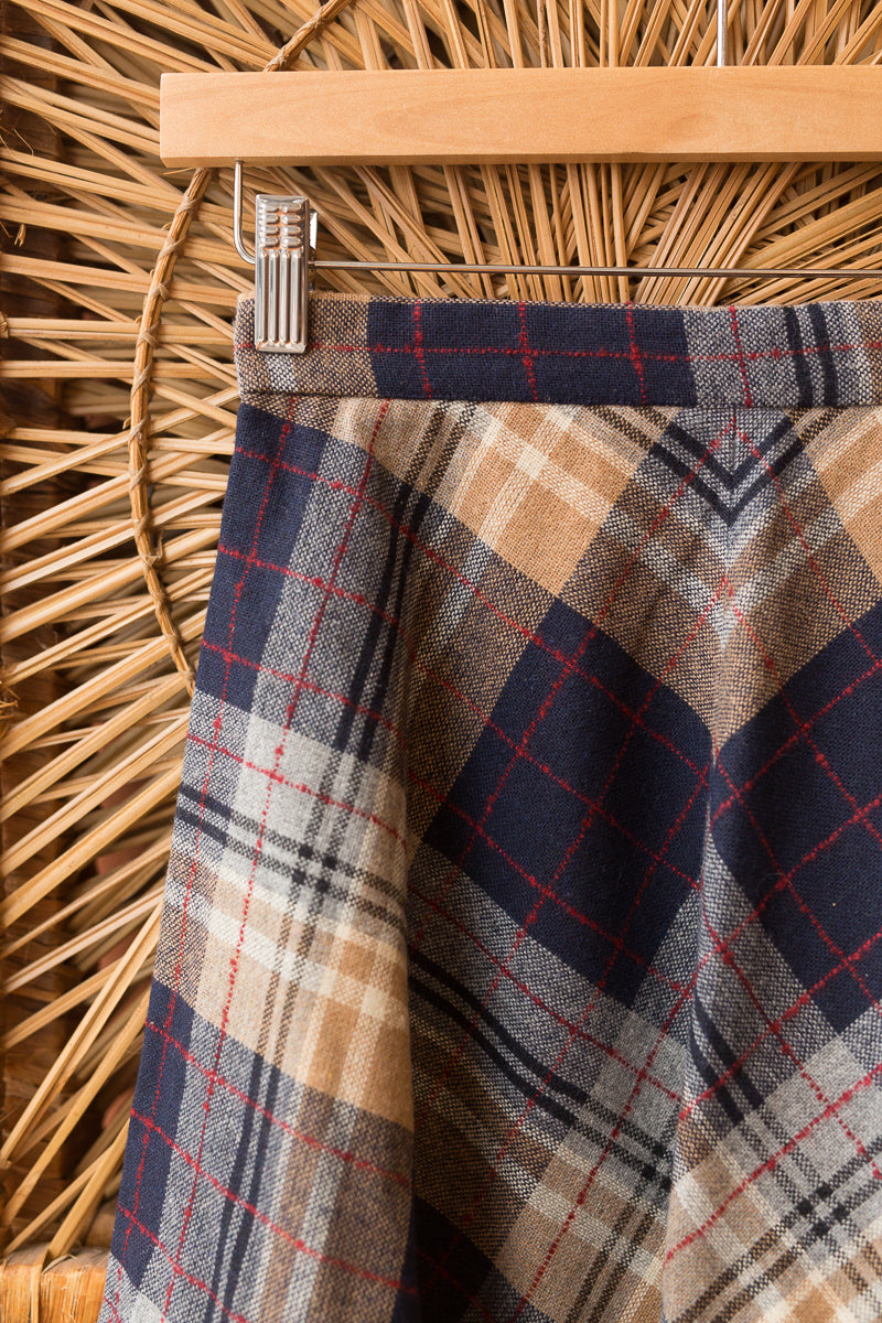 Beige blue shop plaid skirt