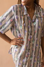 Load image into Gallery viewer, black & purple diamonds & stripes shirt