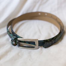 Load image into Gallery viewer, blue green faux snake skin belt