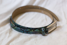 Load image into Gallery viewer, blue green faux snake skin belt