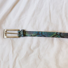 Load image into Gallery viewer, blue green faux snake skin belt