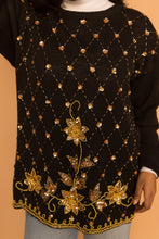Load image into Gallery viewer, black & gold sequin sweater