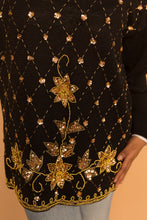 Load image into Gallery viewer, black & gold sequin sweater