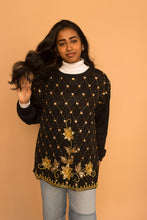 Load image into Gallery viewer, black & gold sequin sweater