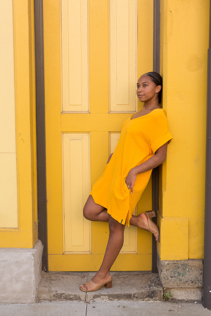 liberty dress in tangerine