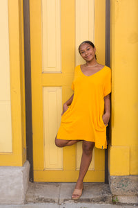 liberty dress in tangerine