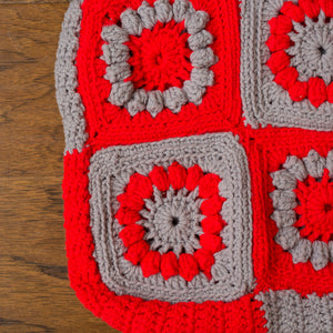 red & gray afghan pillow cover