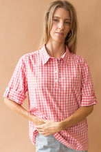 Load image into Gallery viewer, pink gingham button up shirt