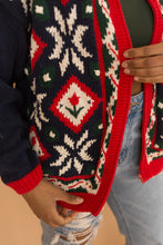 Load image into Gallery viewer, navy blue zip up floral sweater