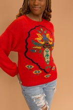 Load image into Gallery viewer, red abstract sweater