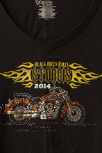 Load image into Gallery viewer, black bedazzled harley motorcycle tee