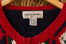 Load image into Gallery viewer, navy blue zip up floral sweater