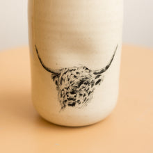 Load image into Gallery viewer, highland cow tumbler in creme