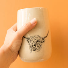 Load image into Gallery viewer, highland cow tumbler in creme