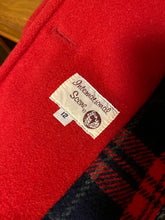 Load image into Gallery viewer, red peacoat with plaid built in layer