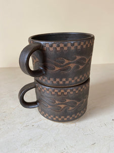 flame mug in lava rock