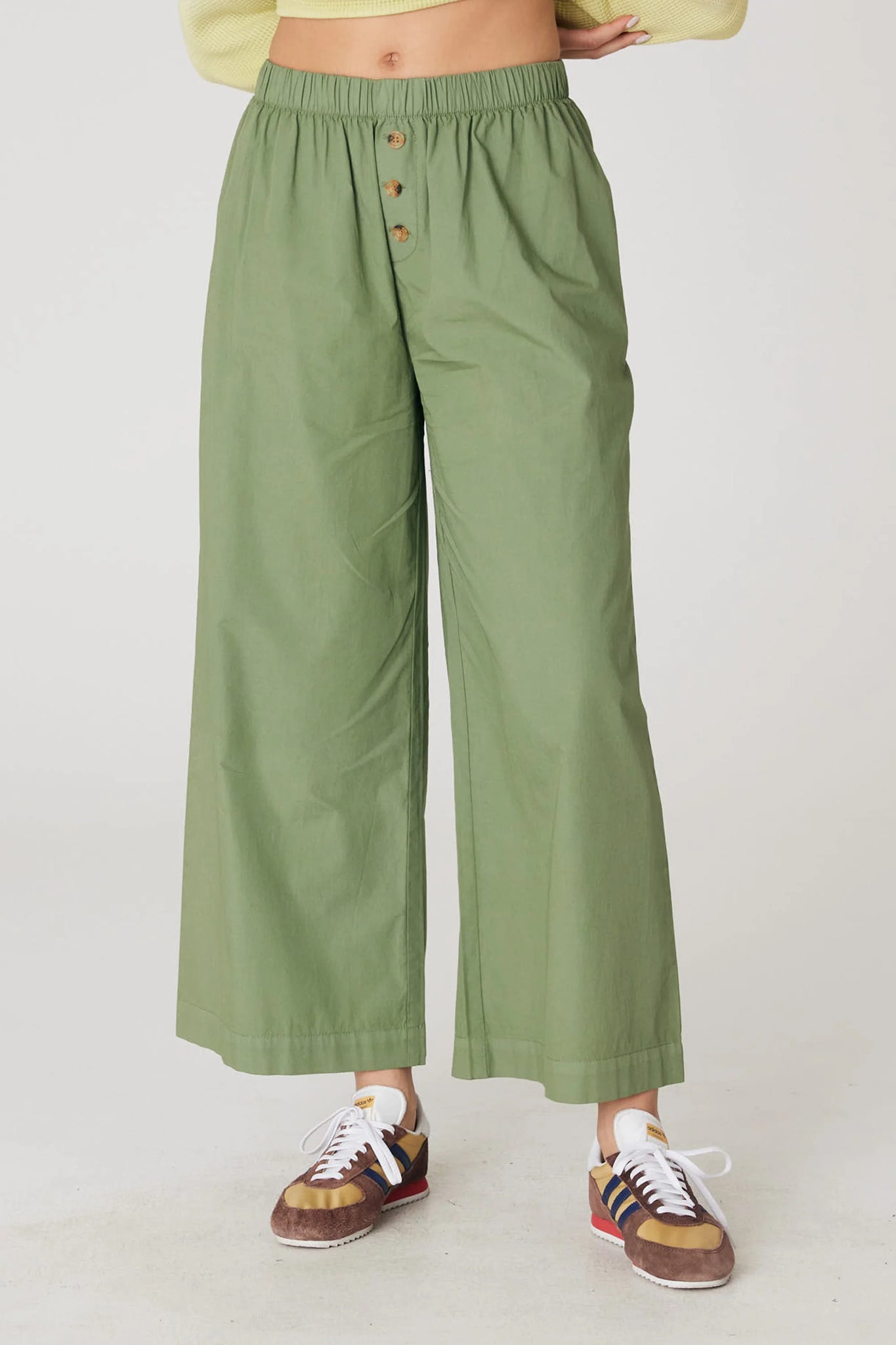 Stretch cotton cargo trousers - Light Green | Benetton