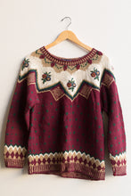 Load image into Gallery viewer, maroon flower sweater