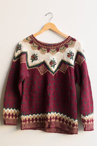 maroon flower sweater