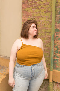 hemp lana one shoulder top in ginger