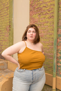 hemp lana one shoulder top in ginger