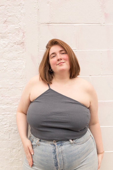 hemp lana one shoulder top in cement
