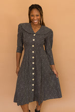 Load image into Gallery viewer, black spotted dress w/ big buttons