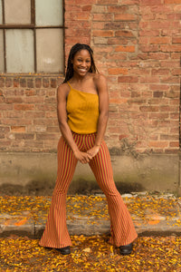 estelle flare pants in warm stripes