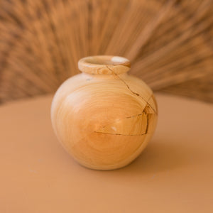 round white & tan vase