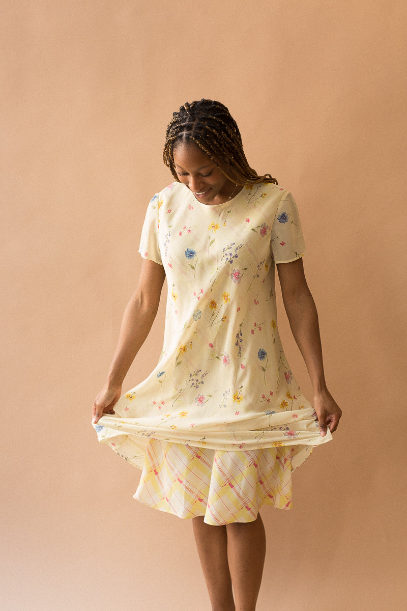 Light yellow floral dress store