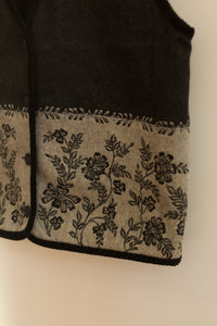 gray & black floral wool vest