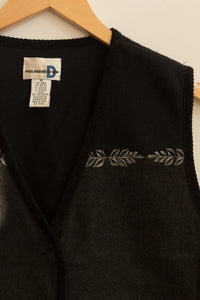 gray & black floral wool vest
