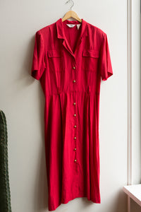 red button up dress