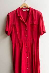 red button up dress