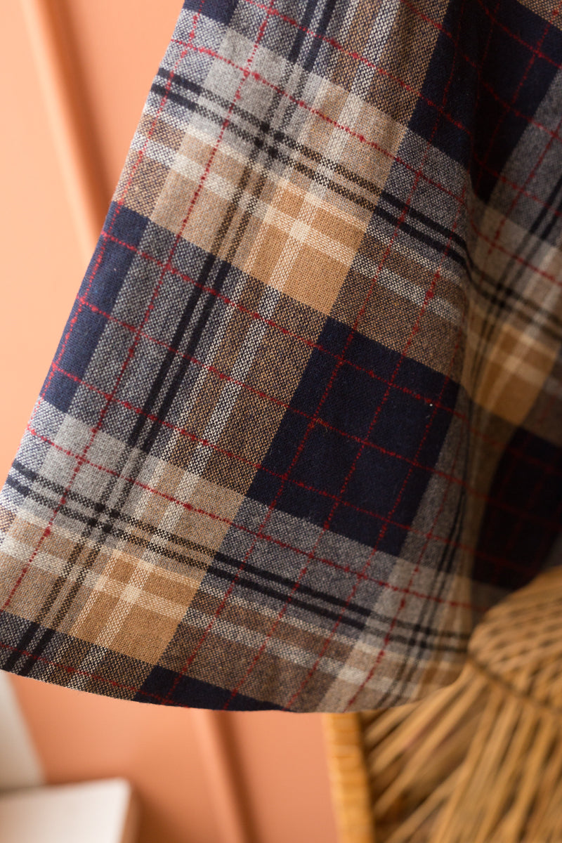 navy blue beige plaid skirt shopthewolfpack