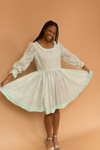 mint blue long sleeve dress