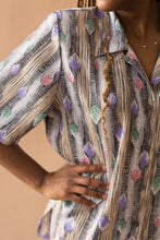 Load image into Gallery viewer, black &amp; purple diamonds &amp; stripes shirt