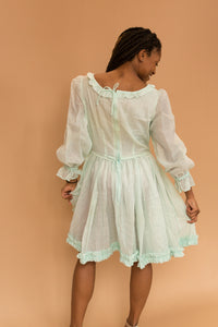 mint blue long sleeve dress