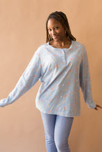 Load image into Gallery viewer, light blue floral long sleeve shirt