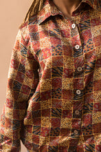 Load image into Gallery viewer, red tan &amp; black checkered shirt