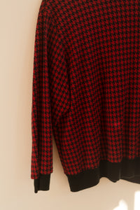 red & black houndstooth long sleeve shirt