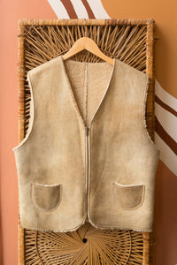 leather sherpa vest